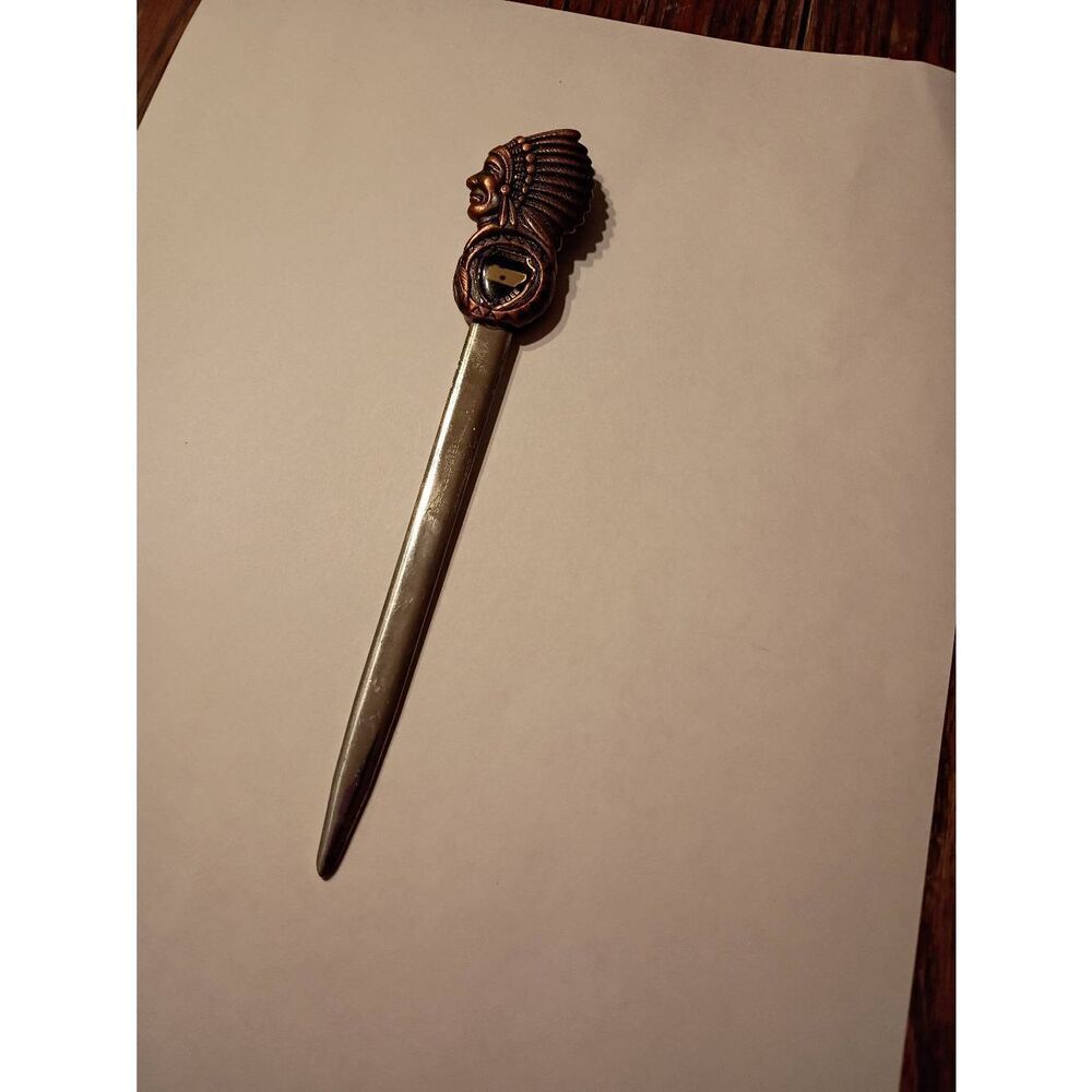 Vintage New Indian Native American Head Lynchburg TN Souvenir Letter Opener